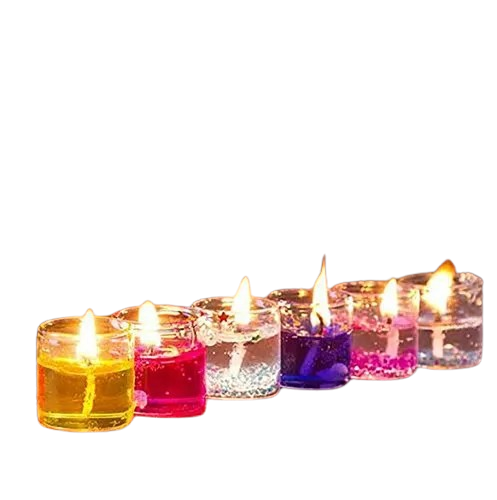 Jelly Gel Candles Decor Gel Wax Smokeless Decorated Mini Candles for, (Pack Of 12)