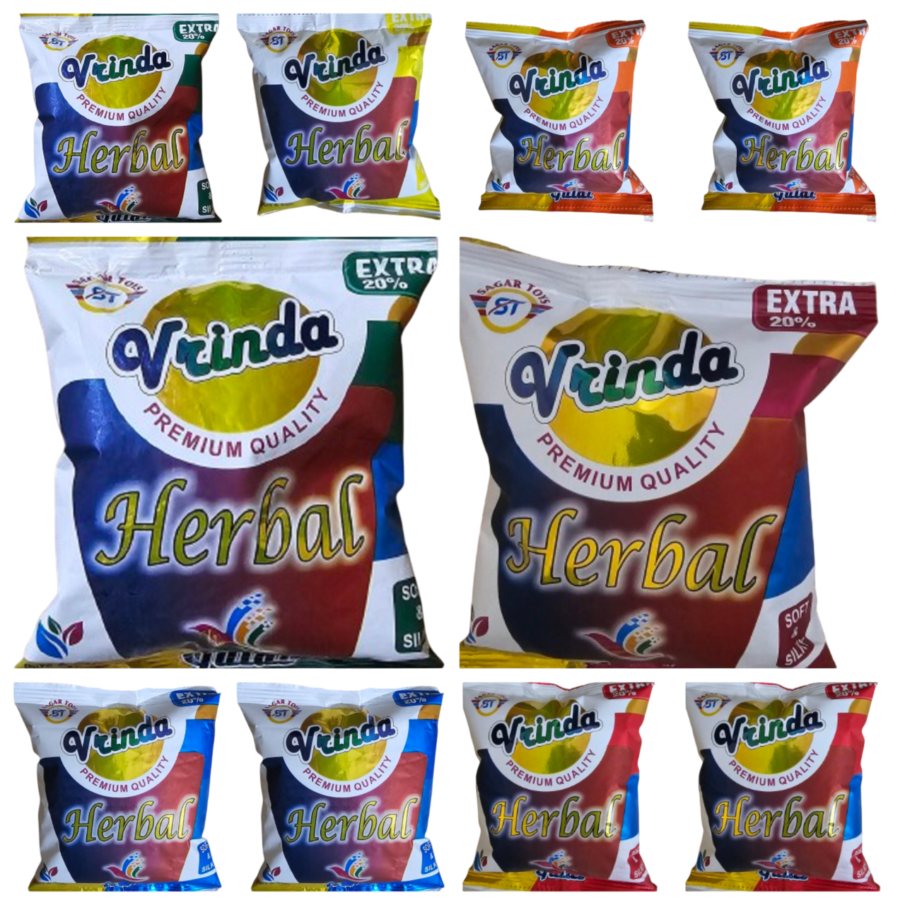 Eco-Friendly Holi Gulal, Premium Quality  Pack of 10(Multicolor)