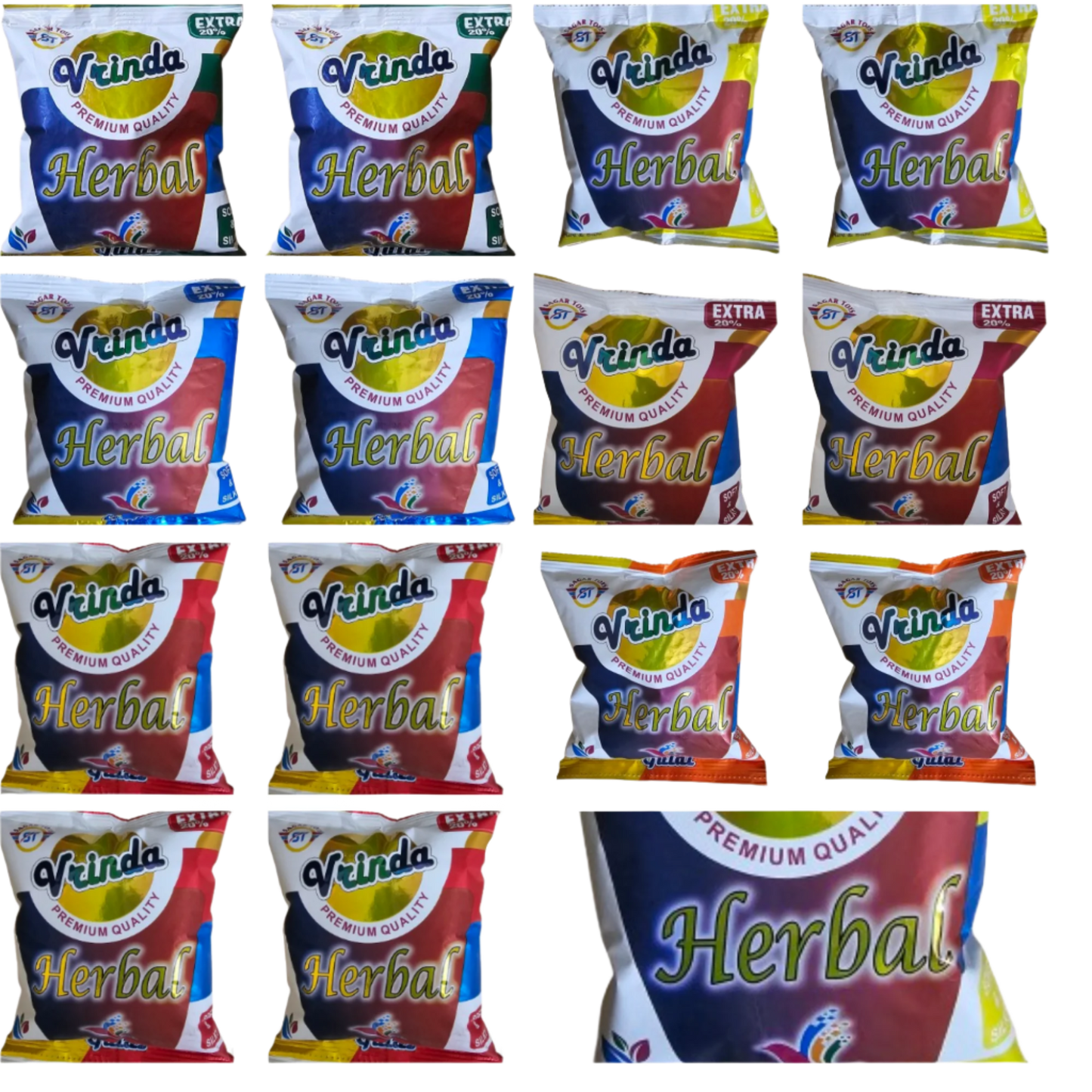 Eco-Friendly Holi Gulal, Premium Quality Pack of 15  (Multicolor)