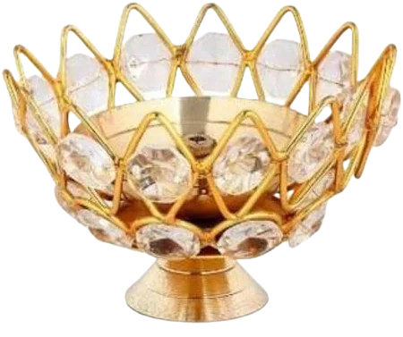 Brass Diya for Puja Crystal Deepak Diwali Decor brass diya for puja 