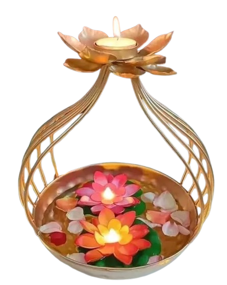 Handcrafted Diya Shape Flower Decorative Urli Bowl for diwali decor