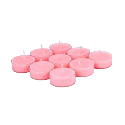 Round Scented Candles, Set Of 12, Rose Pink - Rose