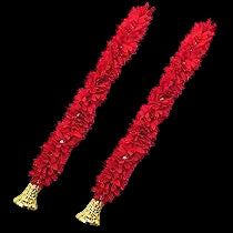 Tinsel Garland, Red with Gold Tips, 2 Pack, 2 Meters Each, Holiday Party Decoration