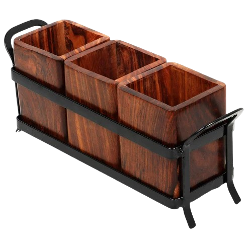 able Organizer with 3 Wooden jar