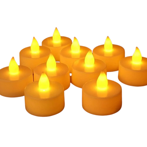 Acrylic Led Tea Light Candle For Diwali, 6 Piece, Yellow,