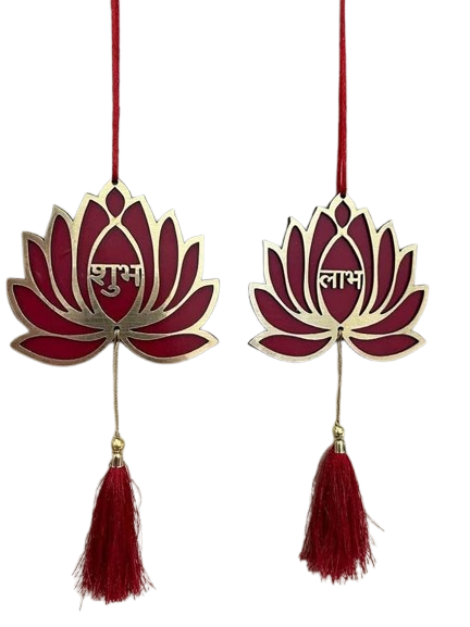 subh labh Handicraft Lotus and Rudraksh Hangings for Decoration, Diwali Decor